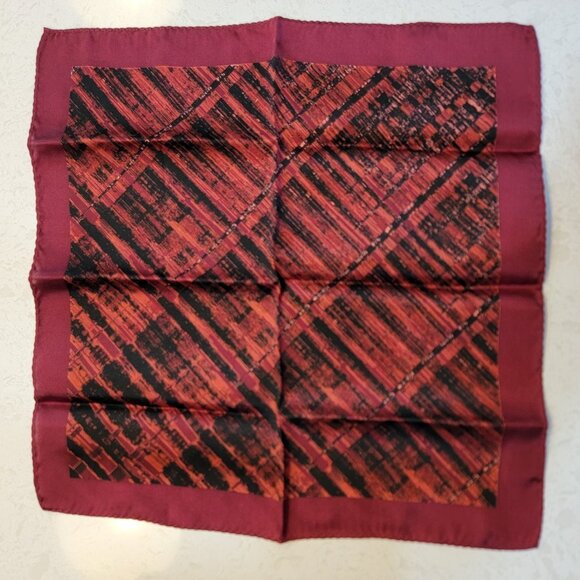 Vintage Men's‎ Multicolor 100% Silk Pocket Square 13" Hand Rolled - Picture 1 of 5